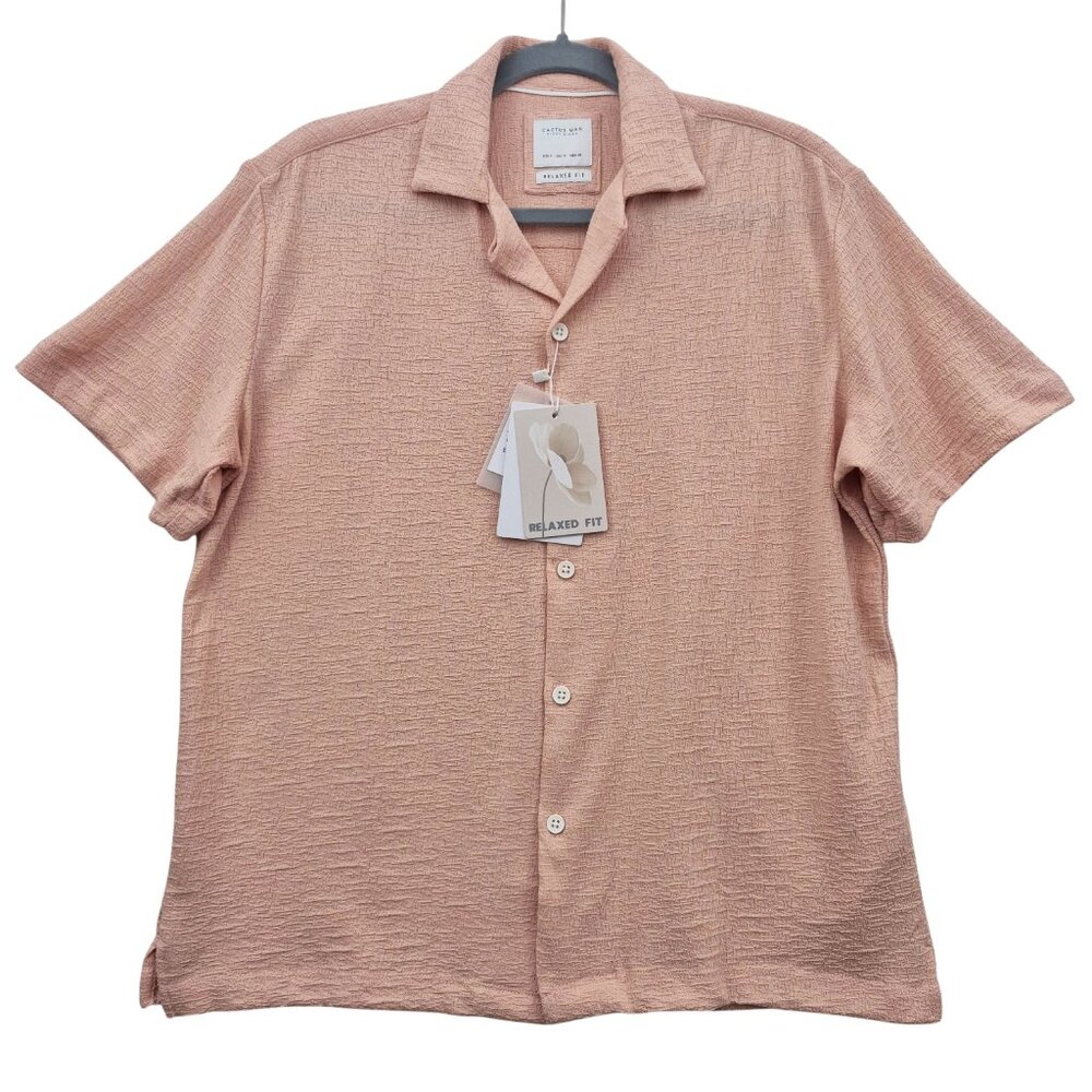 Cactus Man Ricky Singh Button Up Shirt Mens S Pink Textured Relaxed Fit - NWT